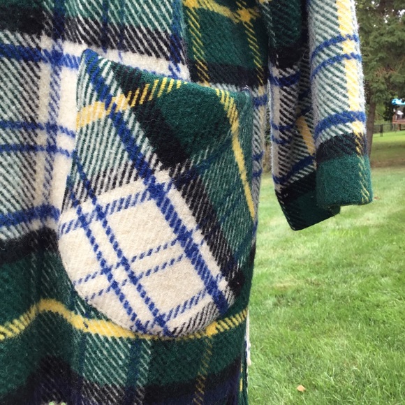 Vintage Irene Marshall Scottish Tartan Wool Toggle Fringe Coat - Picture 4 of 9